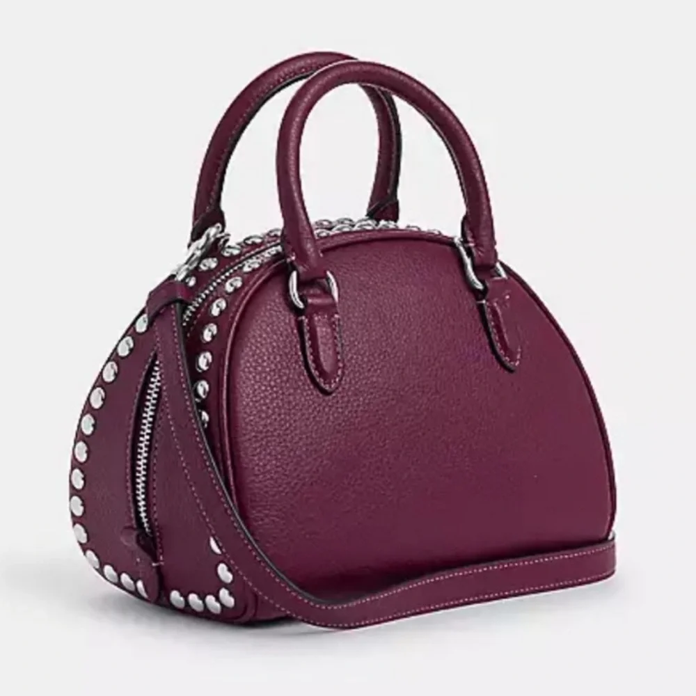 Coach Sydney Satchel with Rivets Crossbody Doctor’s Bag Satchel Studs 2 Handles - Picture 3 of 14